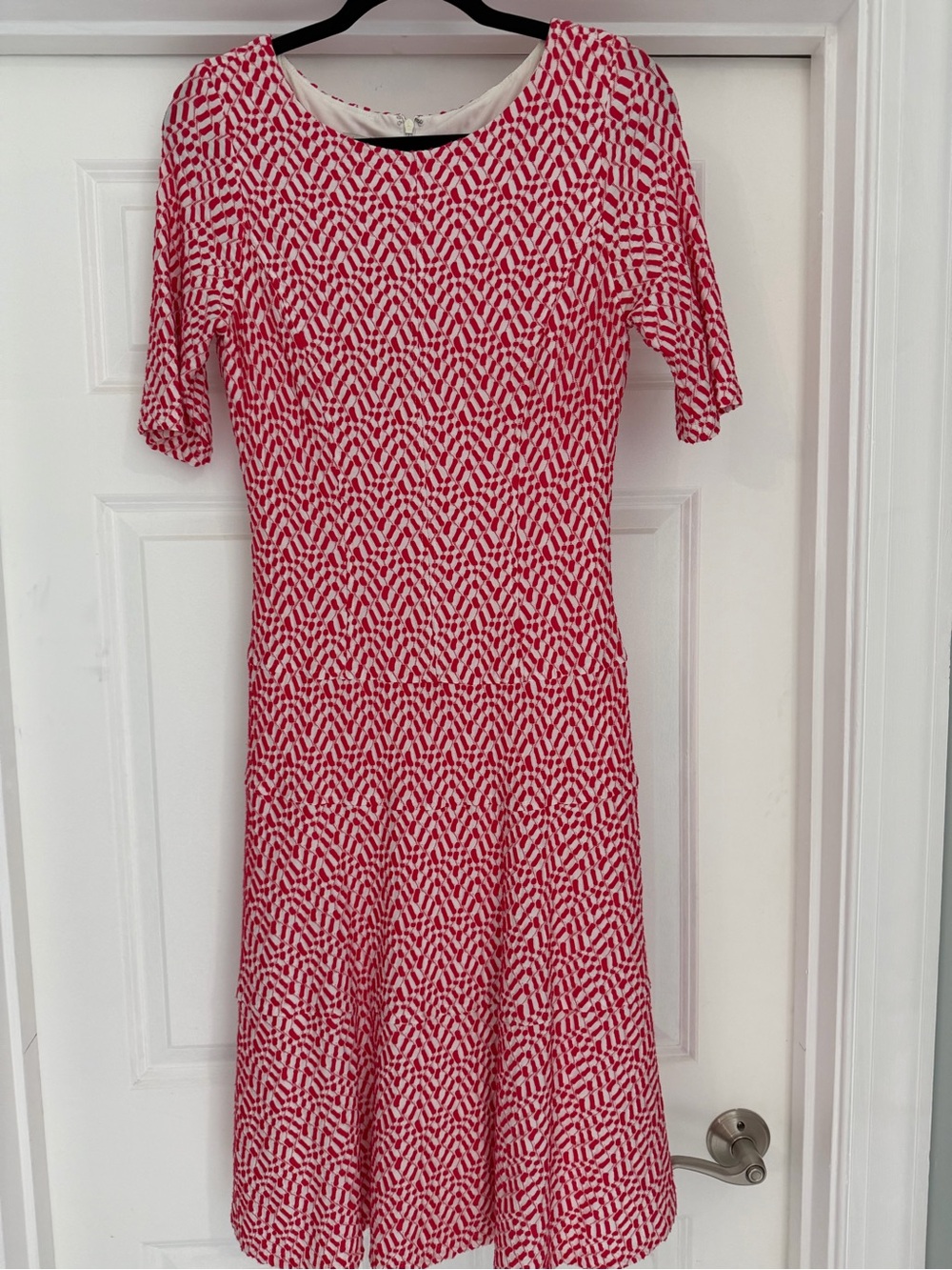 Anne Klein Red & White Patterned Midi Dress
